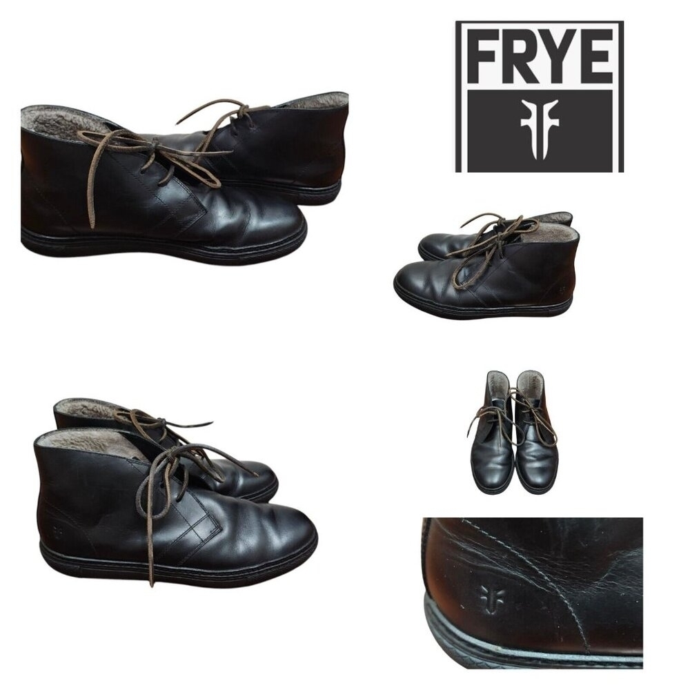 FRYE Shearling Leather Boots Black US 10 Winter Men  Shoes
